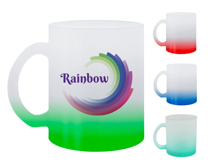 TAZA DE VIDRIO SATINADA SUBLIMACION RAINBOW - Artículo Promocional Personalizado