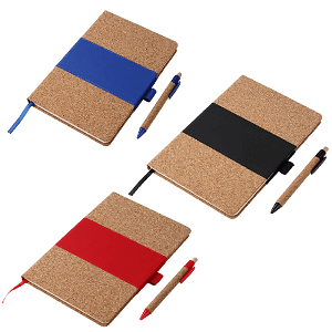 SET LIBRETA CON BOLIGRAFO CORCHO - Artículo Promocional Personalizado